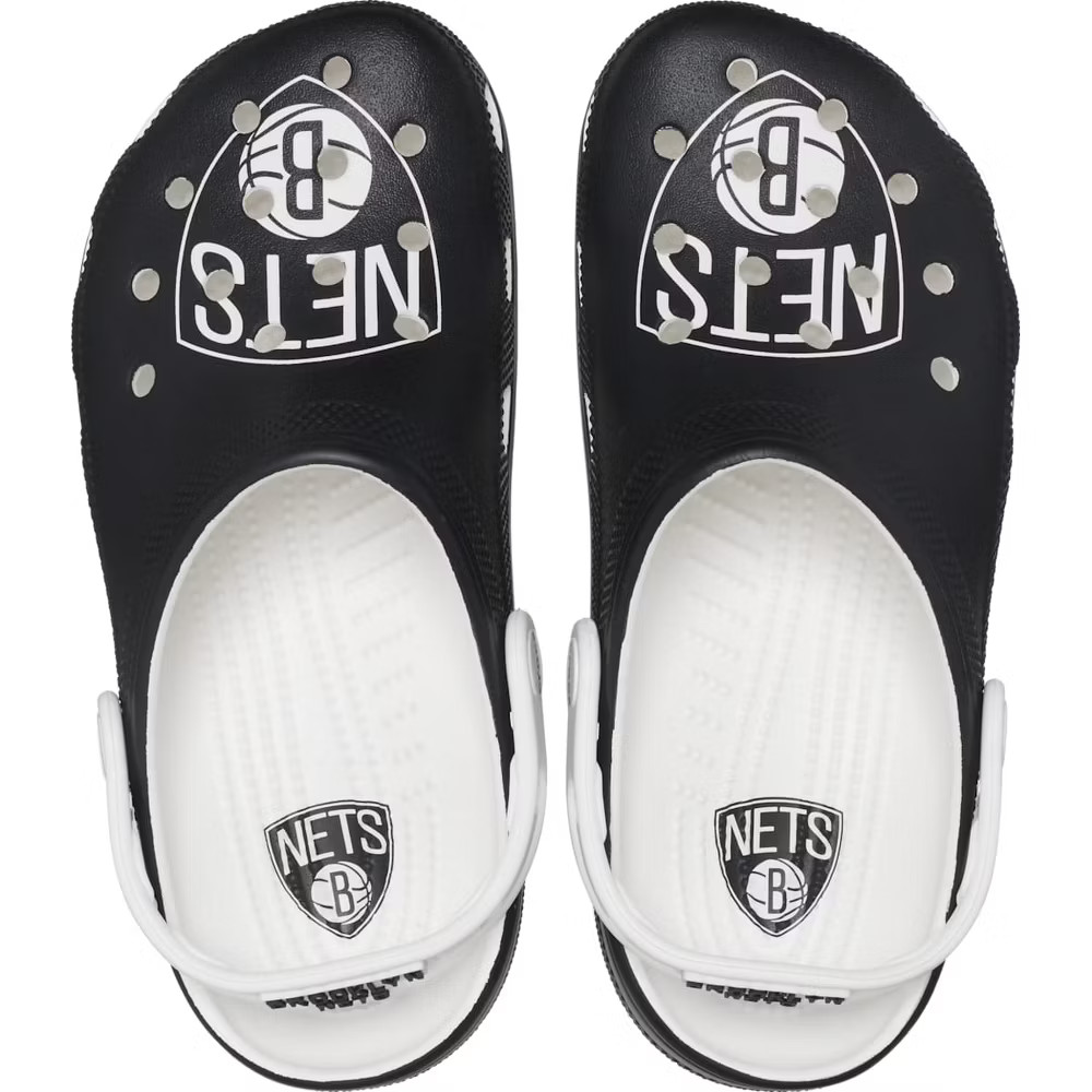 Crocs Adult NBA Brooklyn Nets Classic Clogs, White/Black, M13