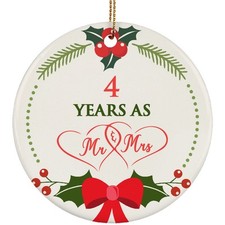 4th Anniversary Ornament 4 Years As Mr Mrs Christmas Ornament Keepsake Gift