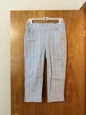 Chicos Perfect Stretch Josie Capri Cropped Pants Blue Stripe Sz 4 NWT Chico  s 0