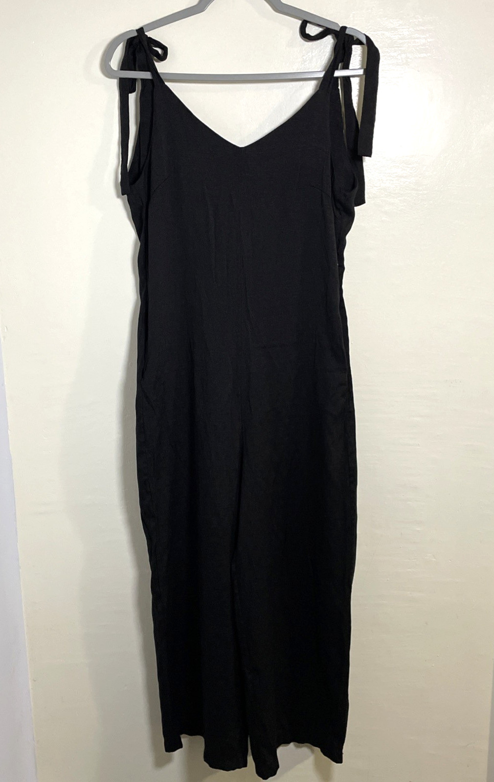 Basic Black Jumpsuit Pockets Size Small Adjustabl… - image 1