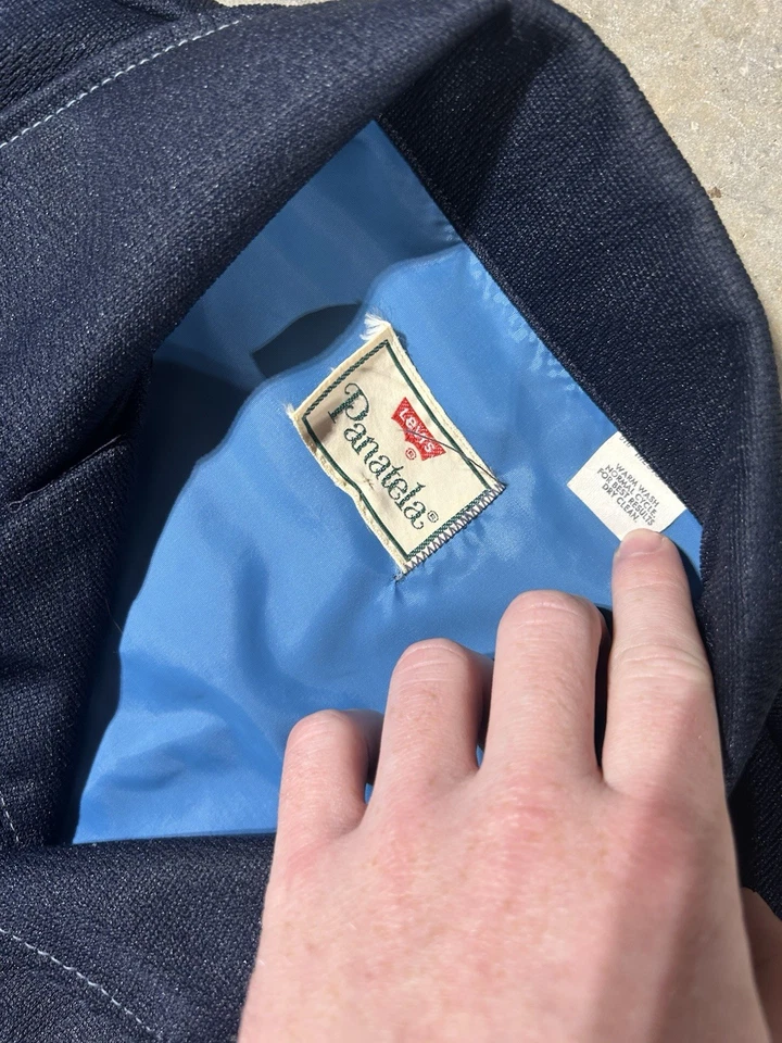 70’s Levi’s Panatela Navy Suit Jacket And Pants Suit - Image 3 of 4