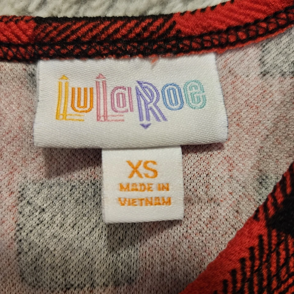 LuLaRoe Xs Buffalo Cuadros Amelia Bolsillos Rojo Negro Vacaciones Midi Patinador Elástico Foto 2 de 4