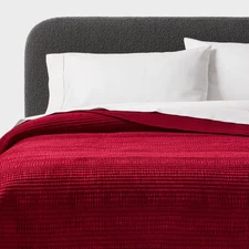 King Ruched Velvet Quilt Red - Threshold