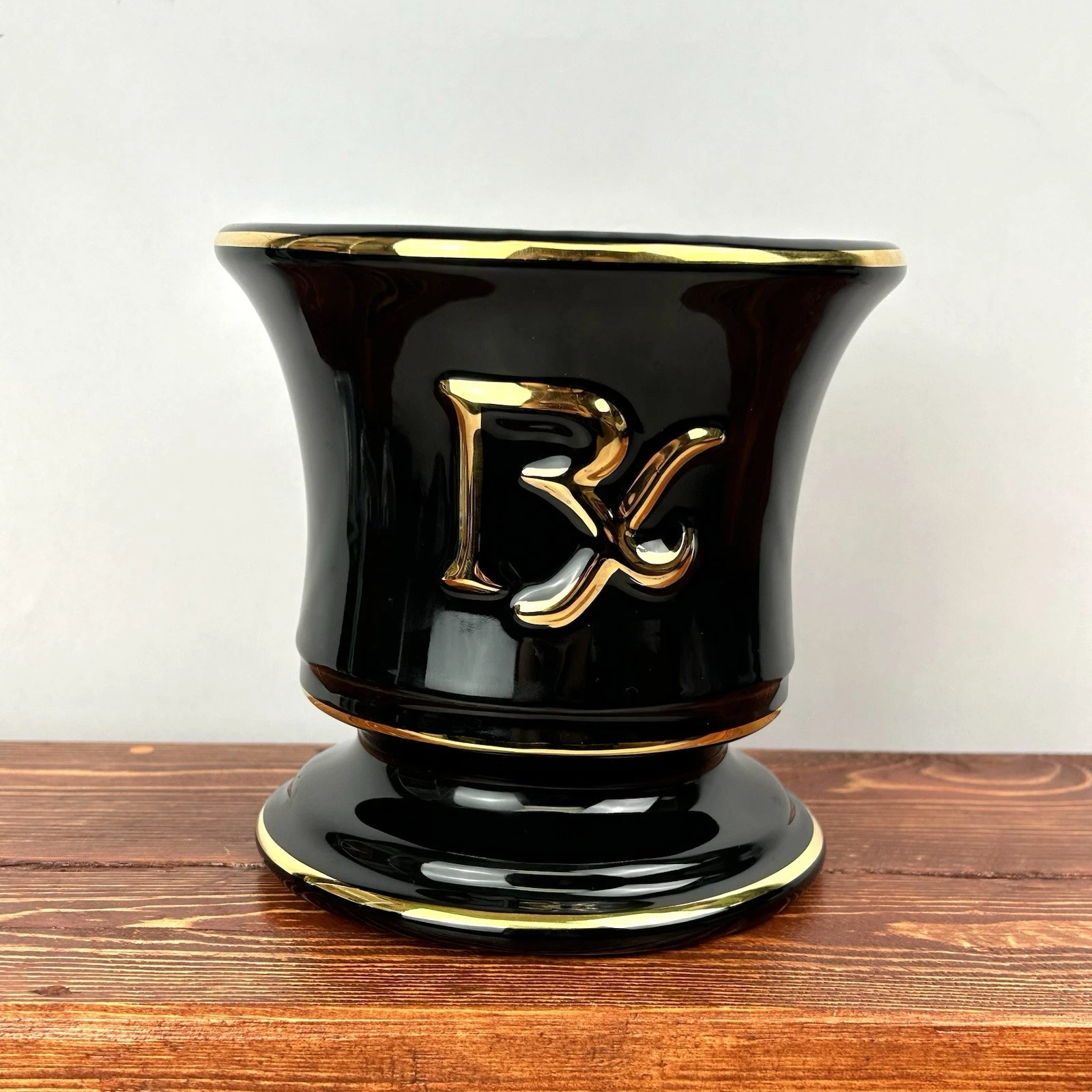 Vintage RX Pharmacy Black Ceramic Mortar Vase Black By Blair Large *no Pestle