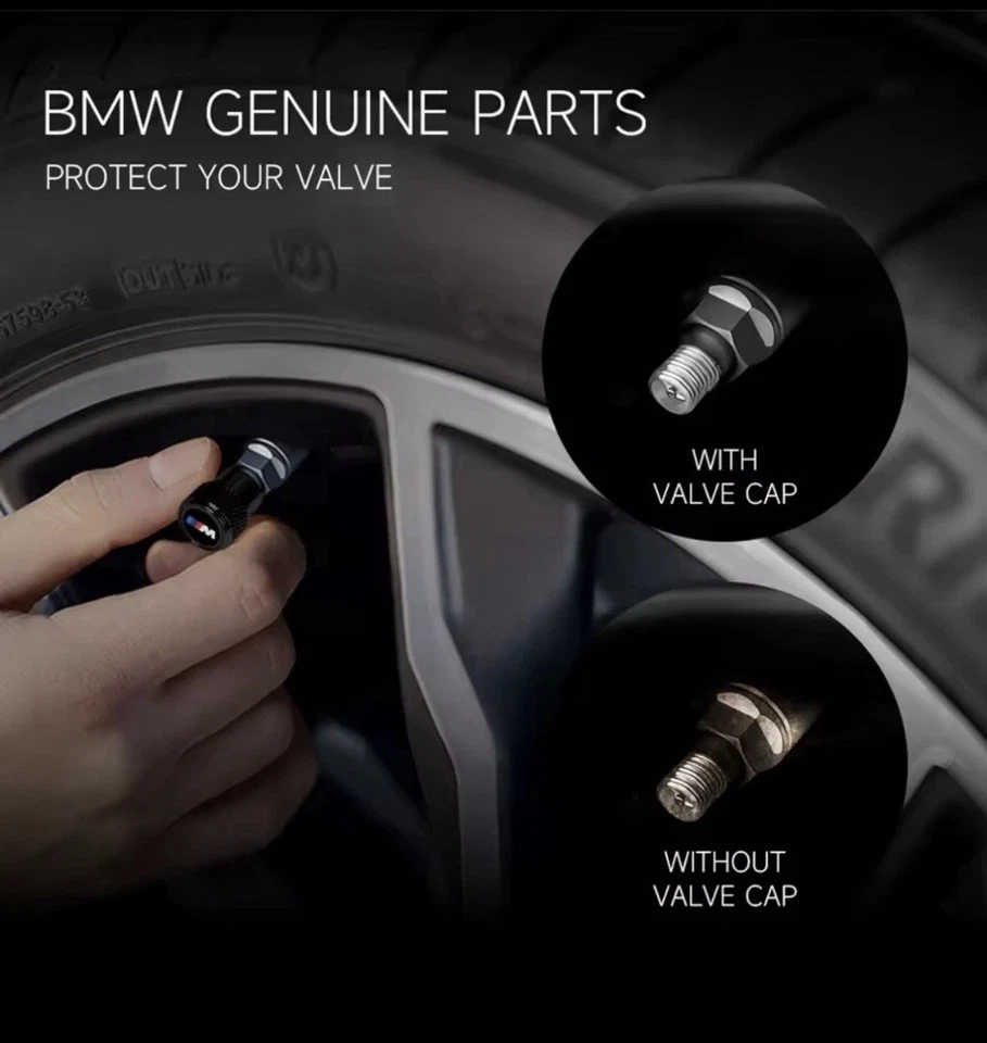 4 Piece Set GENUINE BMW M Sport Tyre Valve Dust Caps BMW dust caps official bmw  - Image 3 of 4