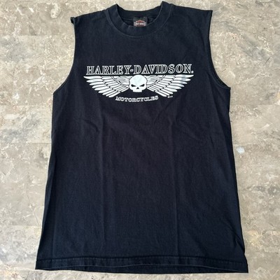 Vintage 2000s Harley Davidson Skull Wings Tank Top M Black