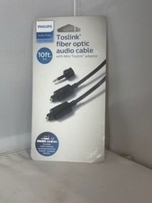 LOT OF 5 PHILIPS Toslink Fiber Optic Audio Cable with Mini Toslink Adapter 10ft