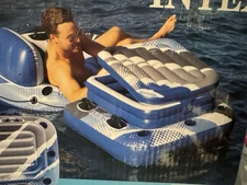 Intex Mega Chill 2 Inflatable Floating Cooler Blue/Grey, 48"x38"