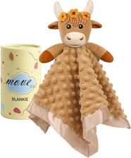 Girl Highland Cow Baby Security Blanket Loveys for Babies Girls, 16" Soft Baby L