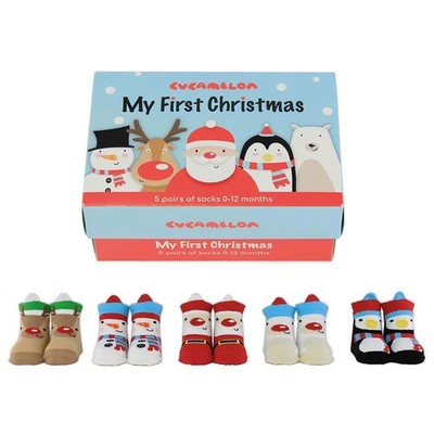 Baby Christmas Sock Box Set of 5 Pairs Novelty Cucamelon My First Christmas