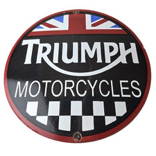 Vintage Triumph Motorcycles Sign - Porcelain Automobiles Mechanic Gas Pump Sign