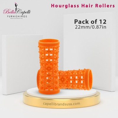 Hourglass All Hair Types Unisex Rollers  Orange 22mm/0.87in   Pack of 12