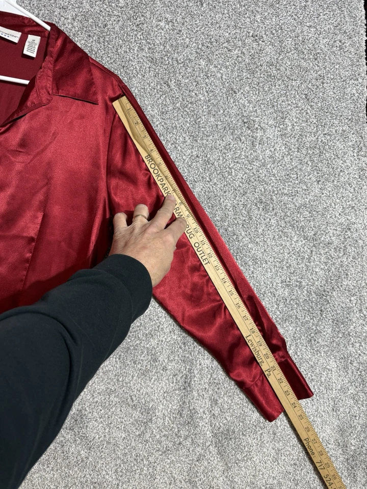 Top vintage Y2K para mujer talla 12 satinado oficina elegante ropa de noche romántica abotonada Foto 4 de 4