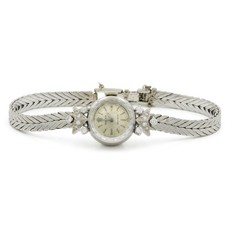 Ladies' Rolex Precision 15mm 18KWG Silver Dial Cocktail Watch #W301760-1