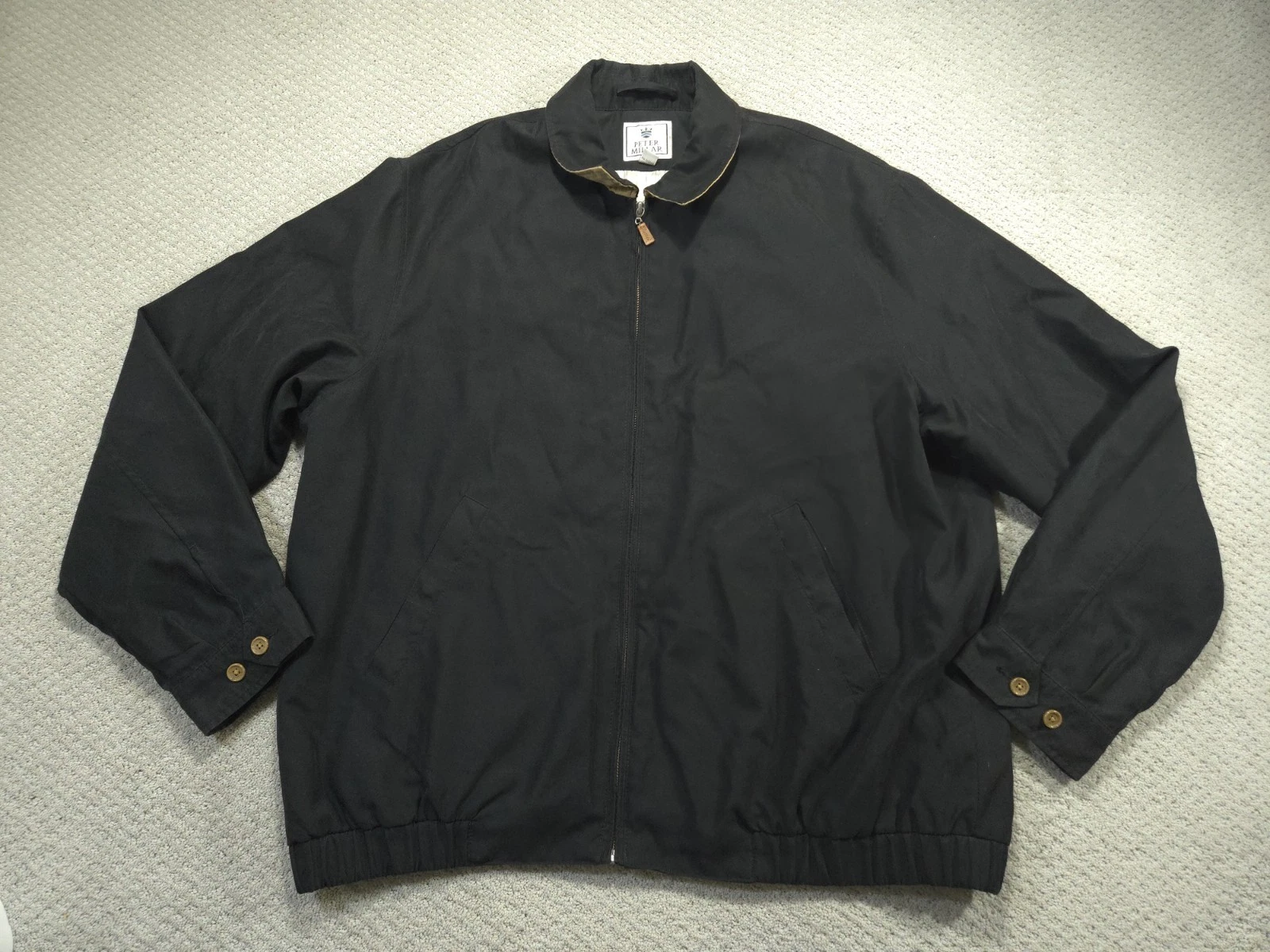 Peter Millar Jacket XXL Mens Black Full Zip Crown Sport Lightweight Windbreaker