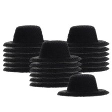 2 Pack Mini Top Hat with String Black Miniature Hats Doll Accessories