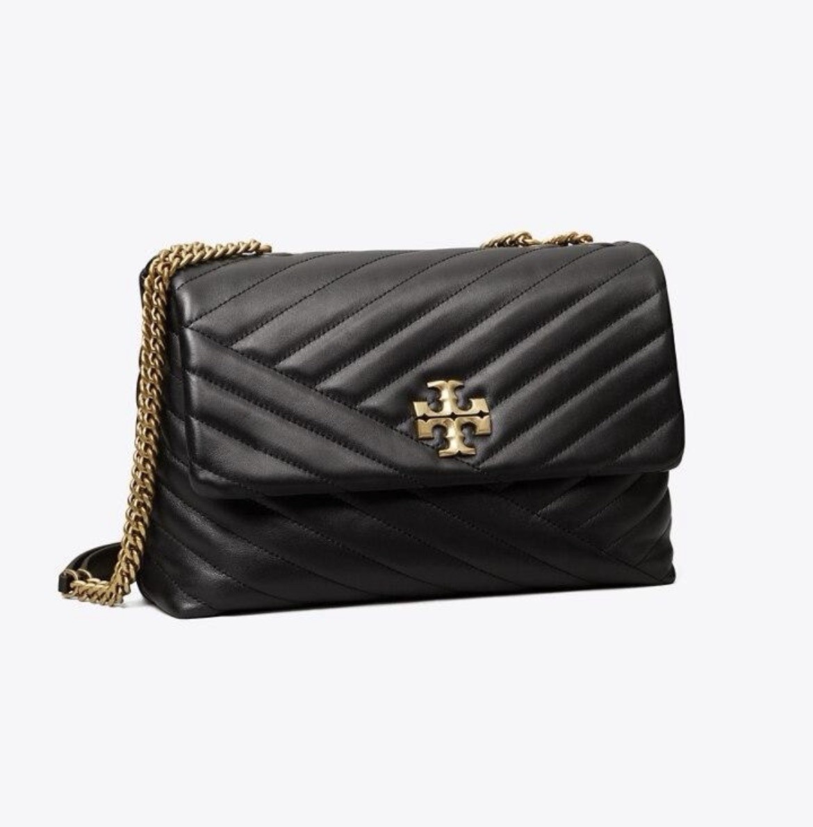 Tory Burch Black Small Kira Chevron Quilted Leather Shoulder  display picture 1