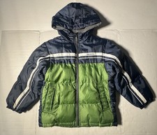 Pre Owned Fair London Fog Puffer Jacket Full Zip Green Navy Blue Boys Size L / 7