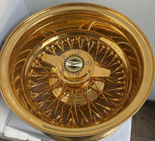 13x7 Zenith Style Reverse 72 Cross Lace All Gold Lowrider Wire Wheel Rims