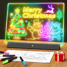 LED Note Board with Colors, Rechargeable 17-Inch Doodle Glow 9-Mode Light up Des