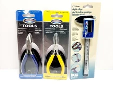 Bead Buddy Lot Of 3 Round Nose & Bent Chain Pliers & Calipers Beading Tools 