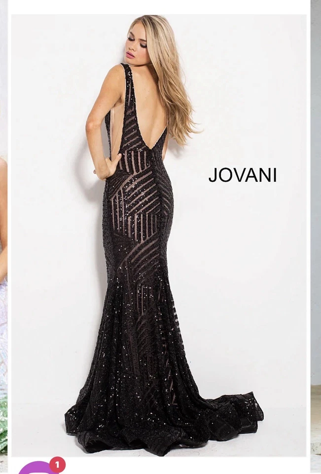 Hermoso vestido negro brillante Jovani graduación/formal. Talla 0. Excelente estado. Foto 4 de 4
