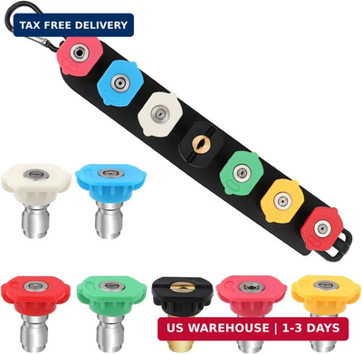#ad Pressure Washer Tips Set of 7 Pressure Washer Nozzle Tips with a Holder1 4 Inc $16.69