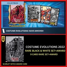 COSTUME EVOLUTIONS 2023-RARE 9 CARD SET+SCARLET WITCH AWARD-TOPPS MARVEL COLLECT