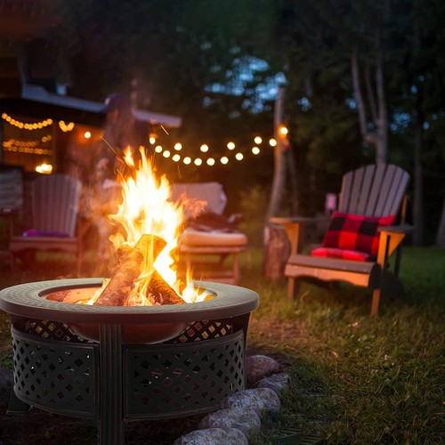 Bandeja de fuego redonda con protección contra chispas chimenea cesta de fuego invierno Fire Pit calefacción - Imagen 2 de 7