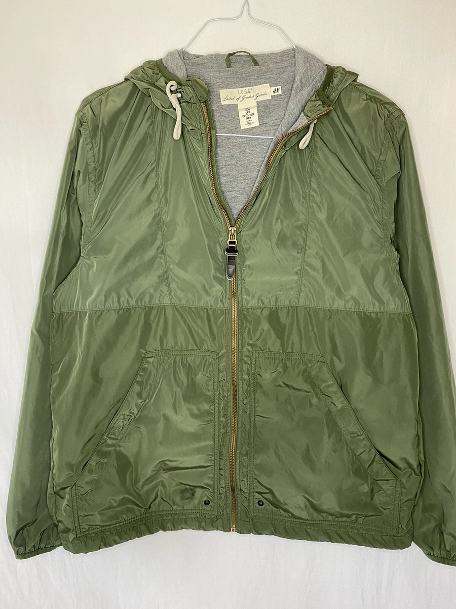 H M LOGG Bomber Jacket MENS MEDIUM Green Casual Windbreaker Adult Stain Pocket