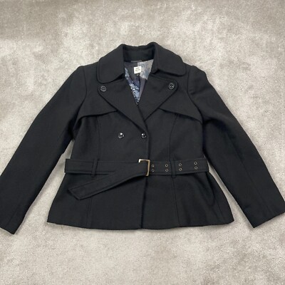 Old Navy Short Pea Coat Women's Large Black Wool Double