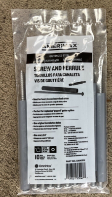 Amerimax Gutter Screw with Ferrule Galvanized Steel 7” 33047PK