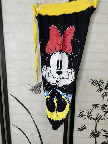 Disney Youth Minnie Mouse Sweatpants Sz S 3/5 Graphic Black Yellow - Picture 6 of 7