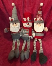 Christmas 2 Santa 24   1 Snowman 21  Dangling Legs Shelf Sitter Set NEW 