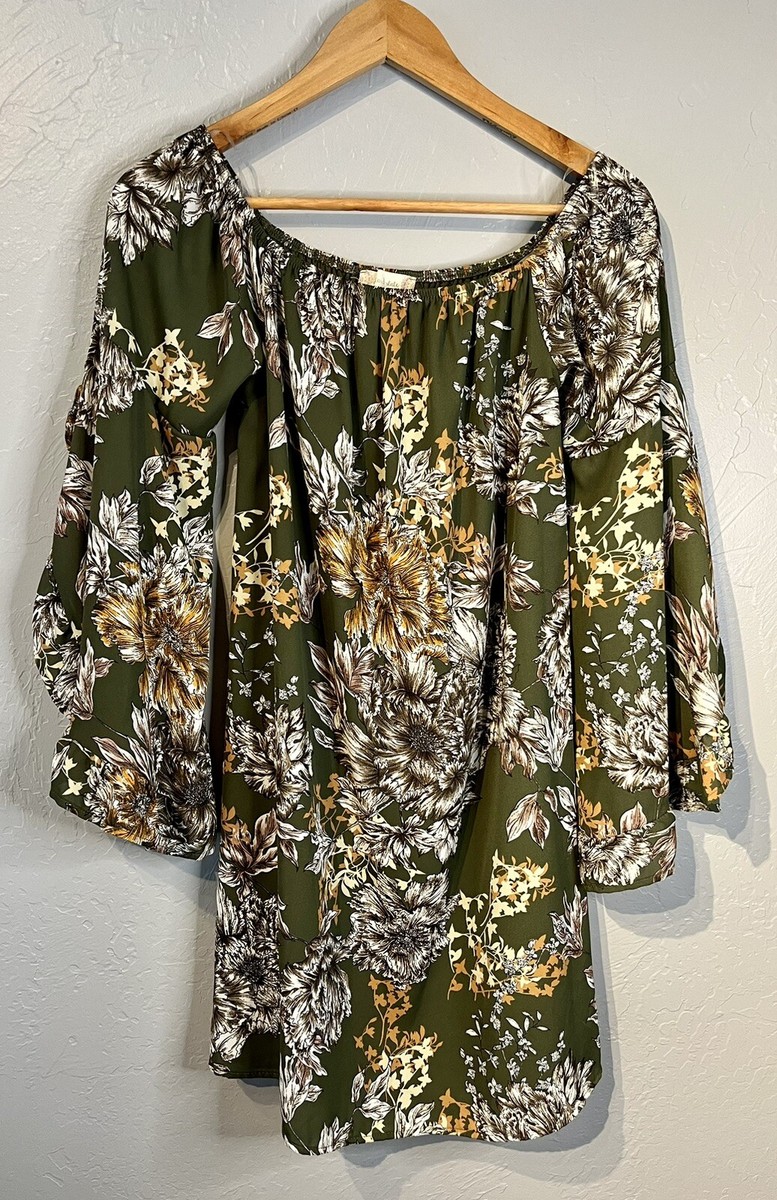 Altar'd State Dress Olive Green Floral Open Long Sleeve Womens Size Small  New | eBay