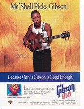 Rare 1993 Gibson Les Paul Deluxe Bass Guitar Ad/ Me'Shell Ndege'Ocello