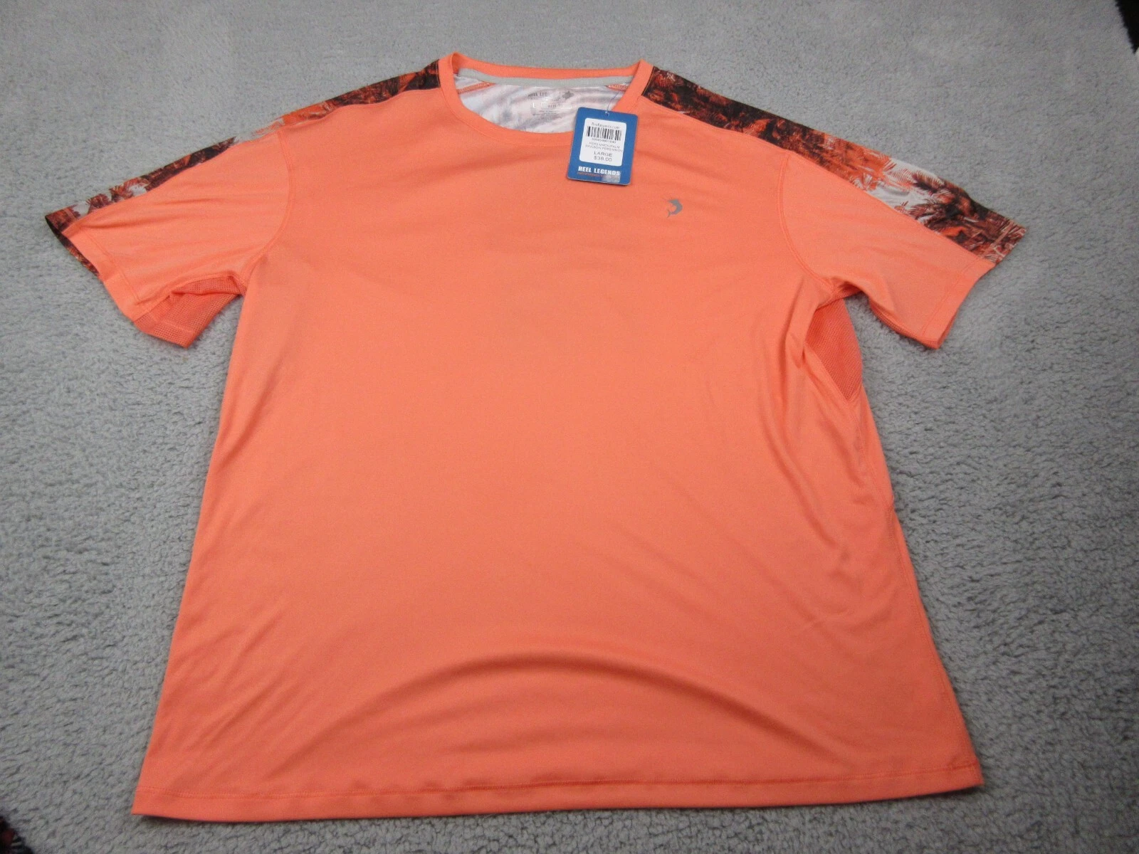 Reel Legends Shirt Mens Adult Large Orange Logo Lightweight Fish Fishing Shirt