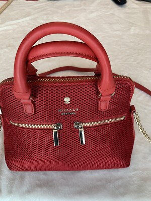 Modalu England Crossbody Purse Red with Gold Hardware