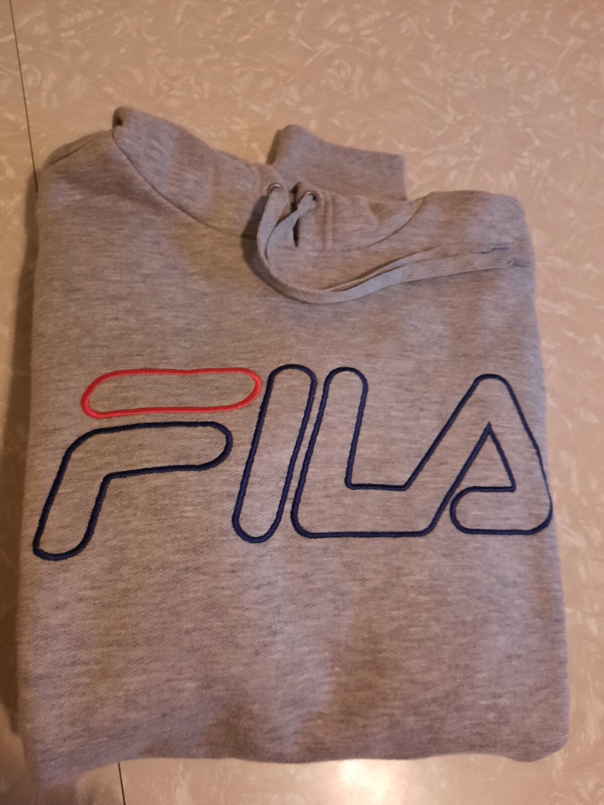 FILA Felpa con cappuccio uomo classico logo pile pullover grigio medio