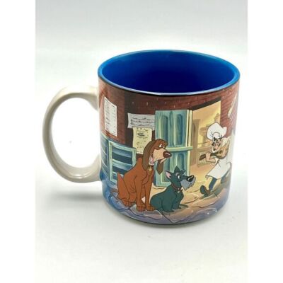Disney Lady and the Tramp Ceramic Coffee Mug Blue Interior Vintage Collectible