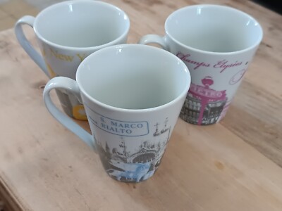 3 x Dora Papis Tassen - Easy Life, City Lounge Serie. Venedig, Paris und New York
