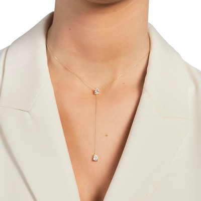 2Ct Pear Cut Lab Created Diamond Women's Lariat Necklace 14K White Gold Plated
