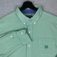 Chaps Easy Care Shirt Men’s L Button-Down Green Small Check Shirt