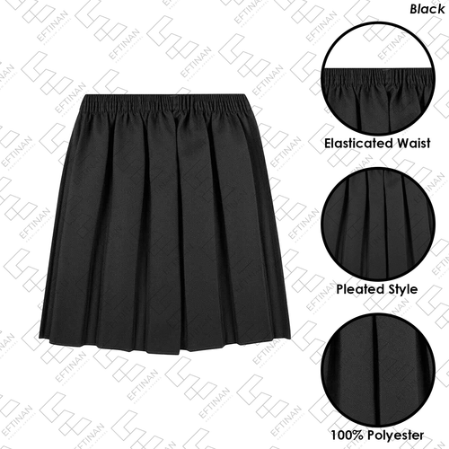 Girls Box Skirt School Uniform Pleated Round Elasticated Waist Back to School UK - Picture 2 of 29