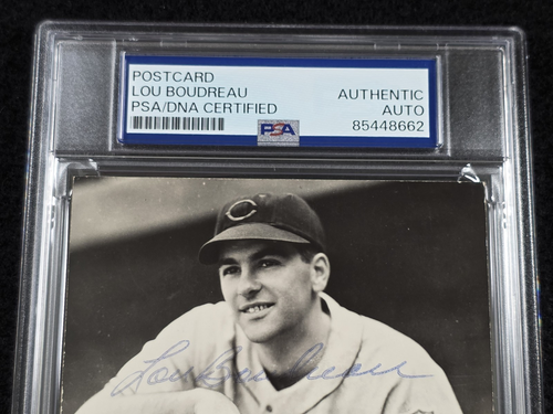 LOU BOUDREAU Signed Real Photo Postcard-HALL OF FAME-CLEVELAND INDIANS-PSA - Picture 3 of 4