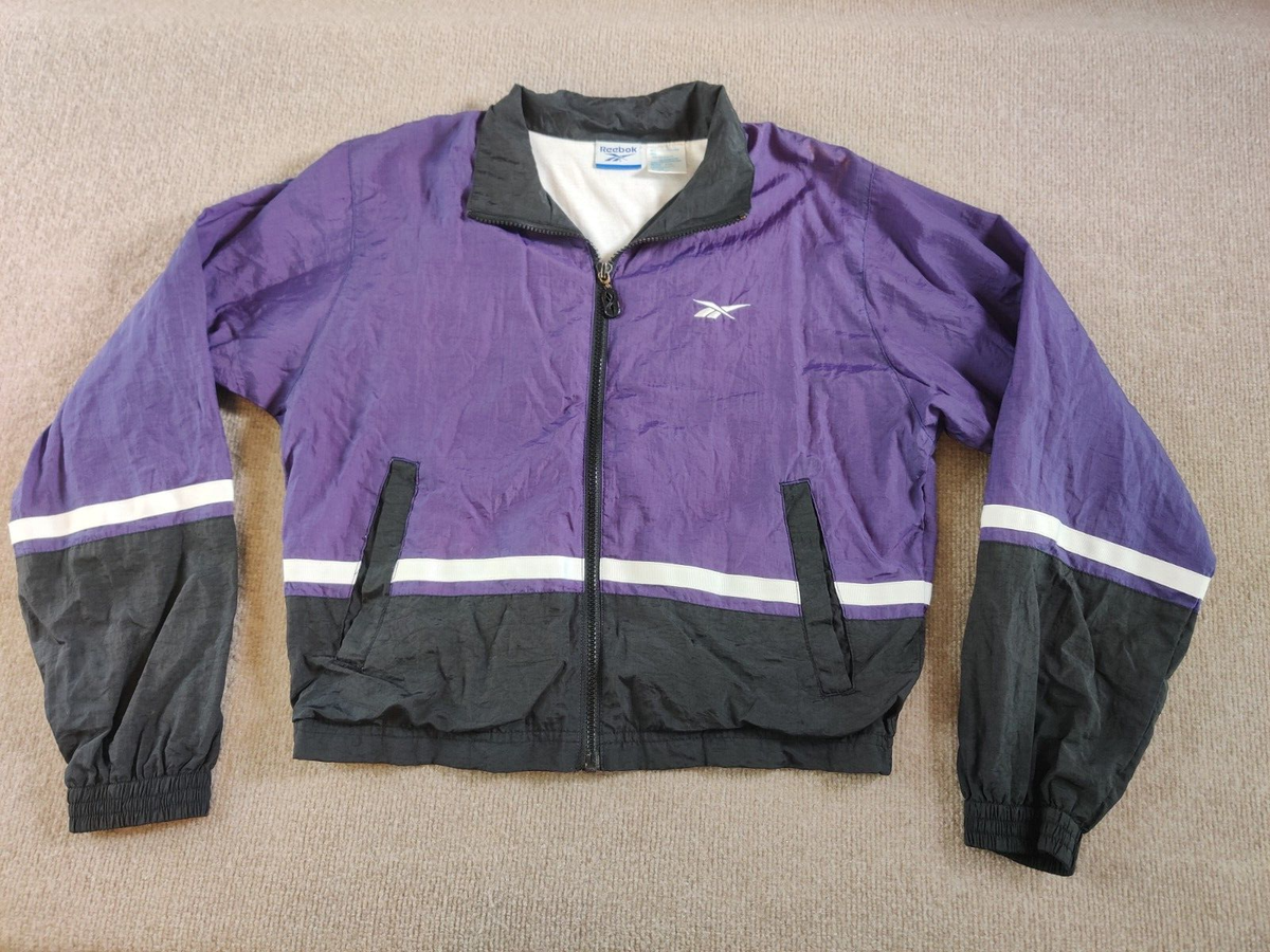 Vintage Reebok Womans Windbreaker Jacket Medium Full Zip Purple