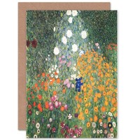 Gustav Klimt Blumengarten Malerei Bunte Blumen Weihnachtskarte