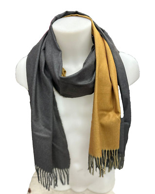 PORTOFINO unisex ochre/grey scarf 100% cashmere (185 x 65 cm) PRF4