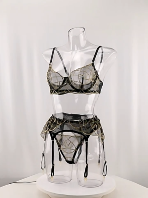 2024 new design luxury woman sexy lingerie golden dress set Valantine's  gift