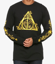 Harry Potter FLORAL DEATHLY HALLOWS Long Sleeve T-Shirt NEW Authentic Official